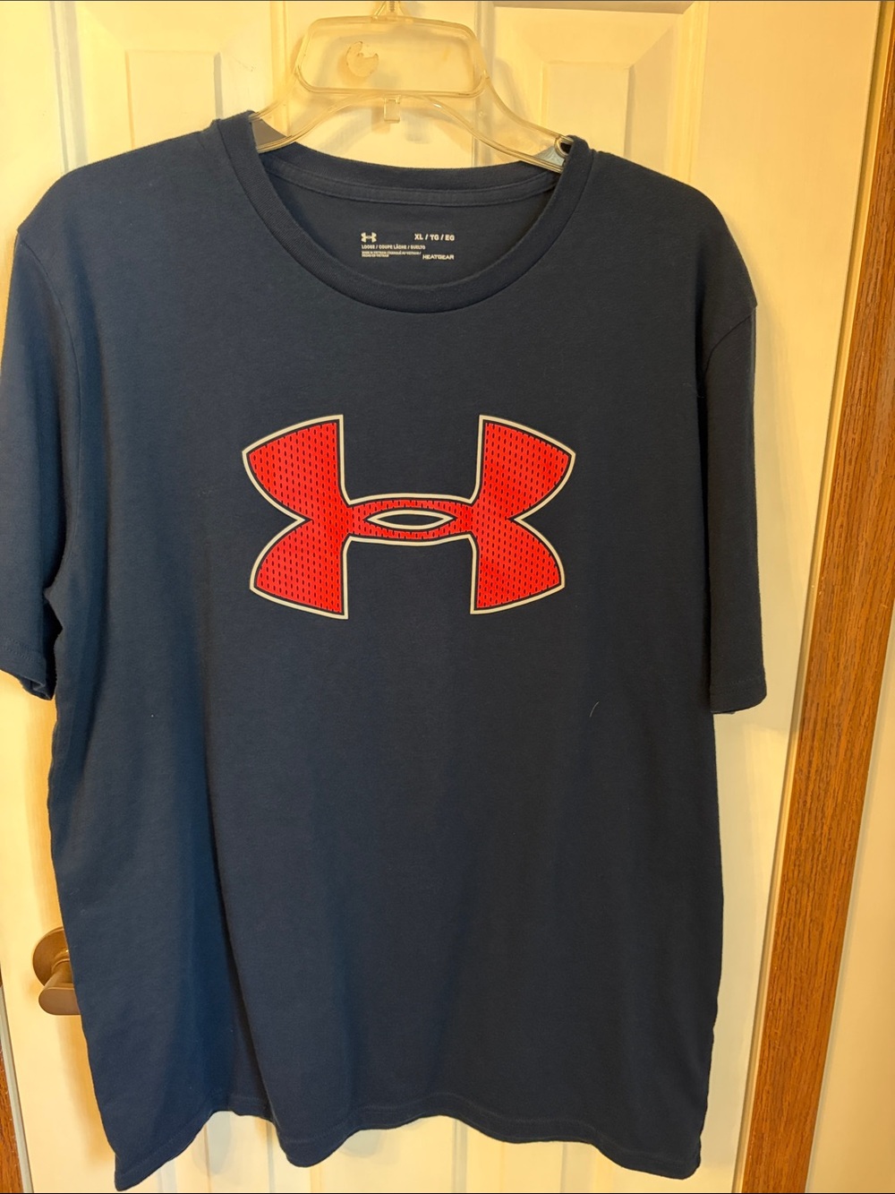 Under Armour Navy Short-Sleeve Tee with Red Logo